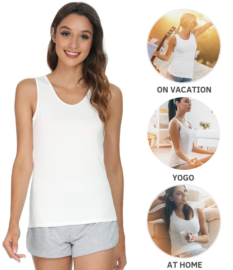 Vislivin Tank Tops for Woman Sleeveless Basic Undershirt Layering Tanks Black/White XXL - Image 3